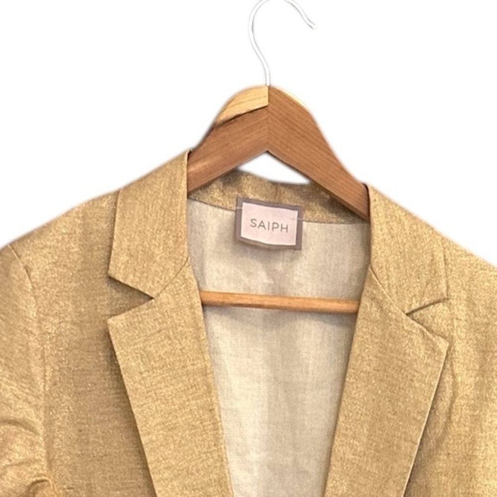 Saiph NWOT M Gold Relax Fit Blazer with Classic Lapel- ultra thin made in Italy - Picture 12 of 13
